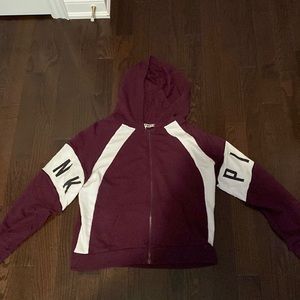MAROON PINK ZIP UP HOODIE